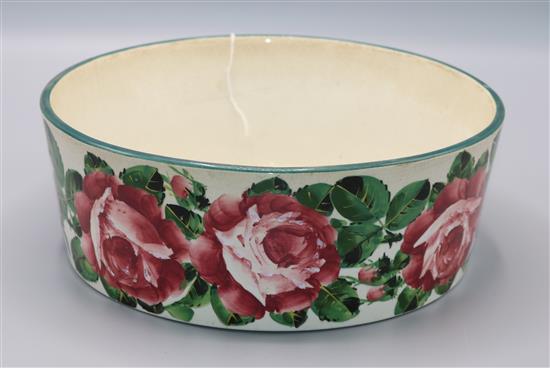 Wemyss fruit bowl, decorated pink cabbage roses, impressed mark, Dia 11in